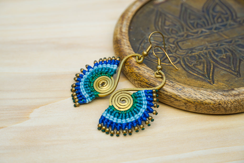 E7821- Micro Macrame Boho Earrings, Handmade Earrings, Hippie Earrings