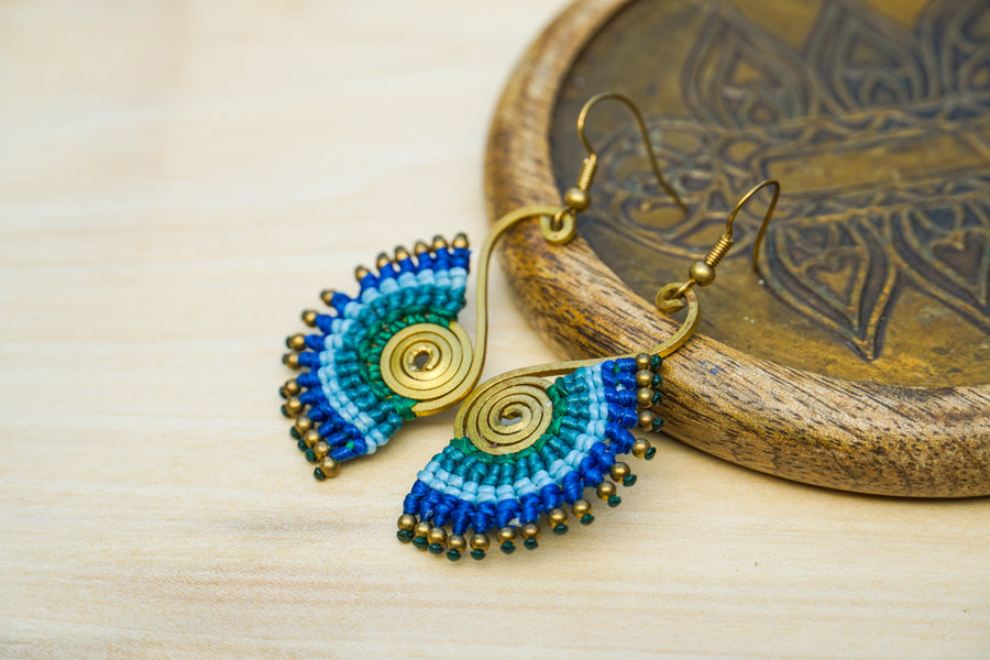 E7821- Micro Macrame Boho Earrings, Handmade Earrings, Hippie Earrings