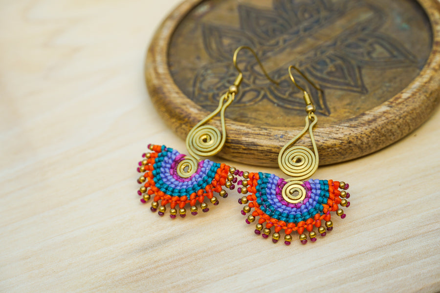 E7844- Micro Macrame Boho Earrings, Handmade Earrings, Hippie Earrings