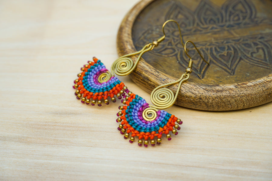 E7844- Micro Macrame Boho Earrings, Handmade Earrings, Hippie Earrings