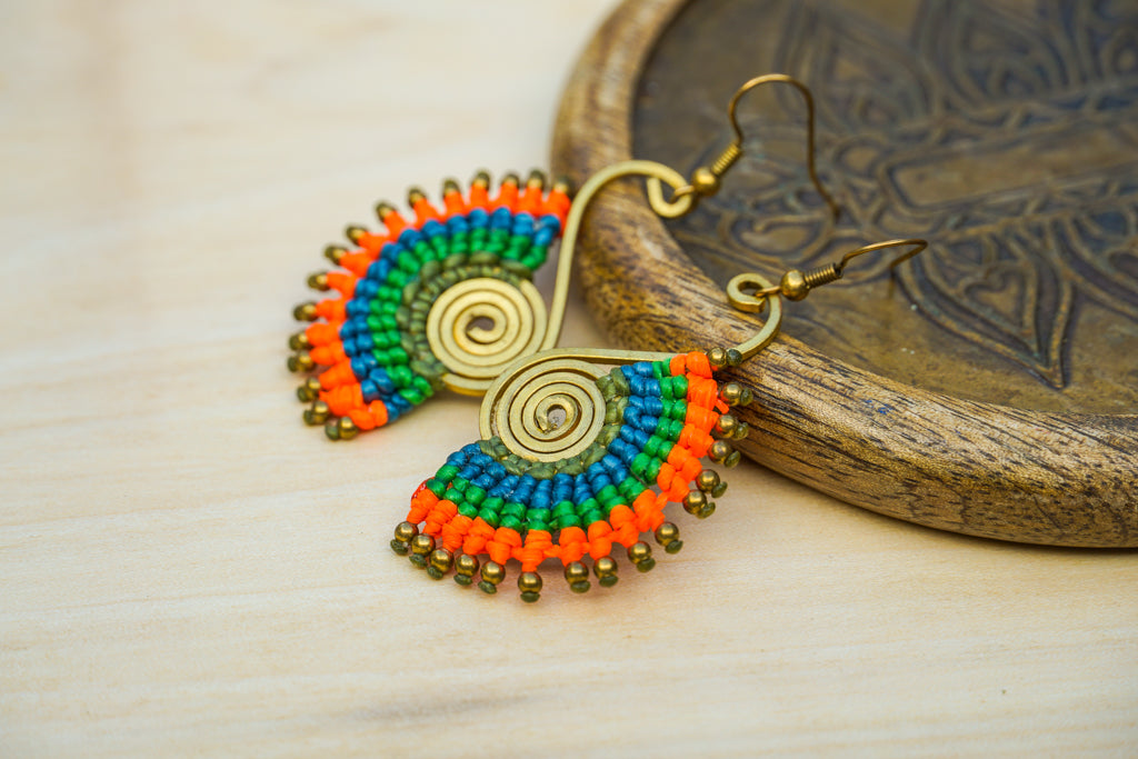 E7855- Micro Macrame Boho Earrings, Handmade Earrings, Hippie Earrings