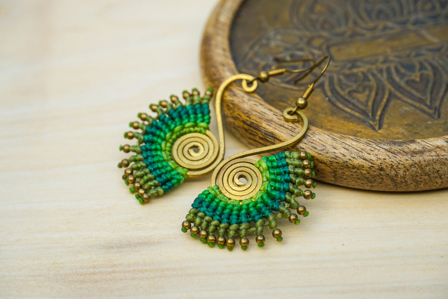 E7864- Micro Macrame Boho Earrings, Handmade Earrings, Hippie Earrings