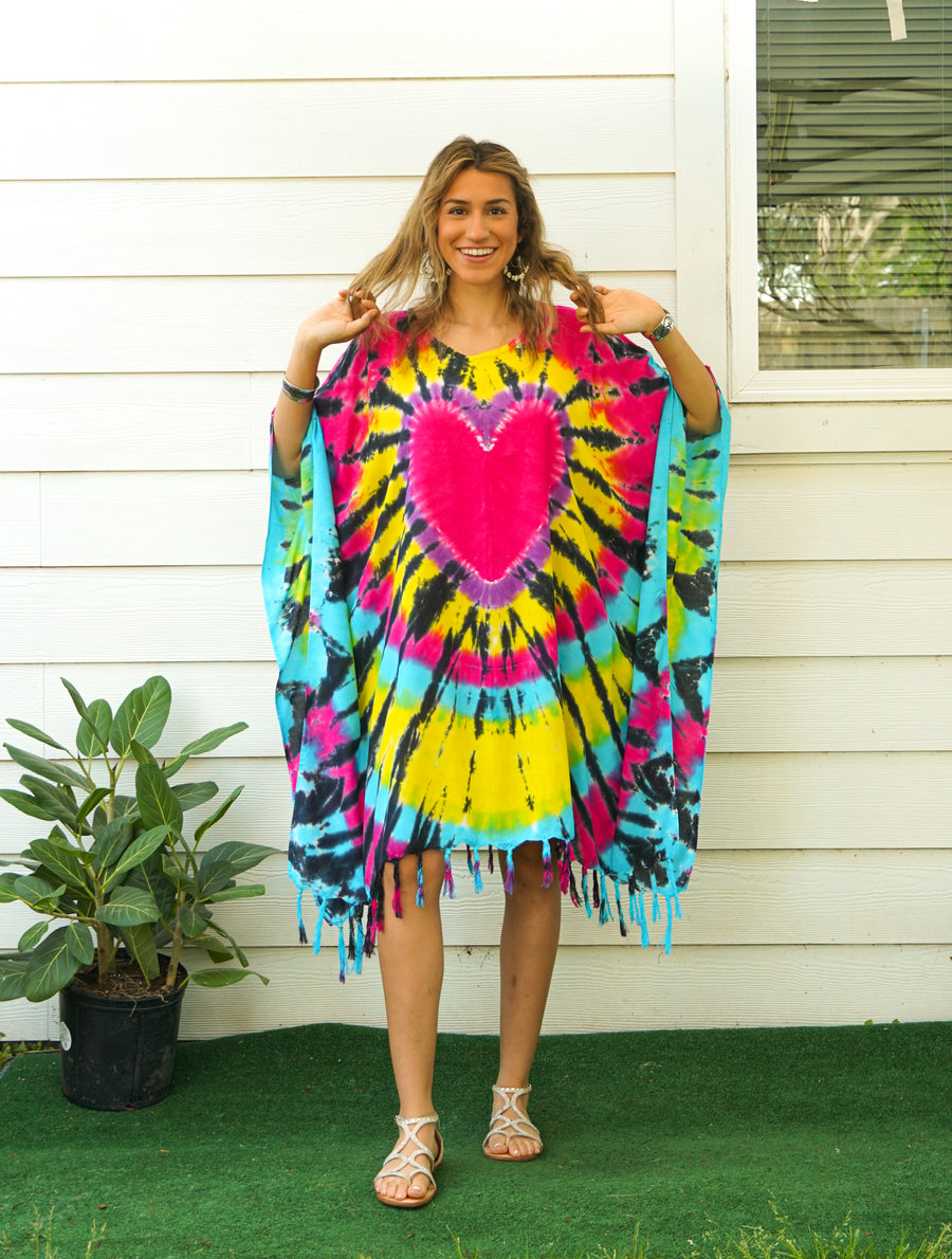 Heartburst Glow Tie Dye Kaftan