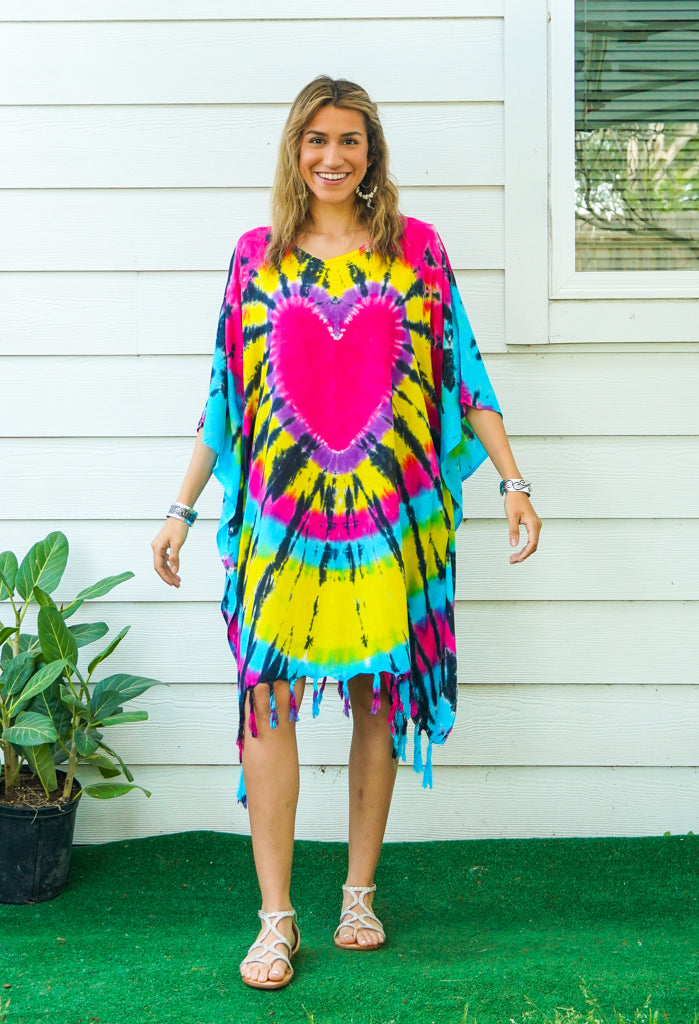 Heartburst Glow Tie Dye Kaftan