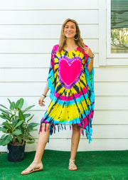 Heartburst Glow Tie Dye Kaftan