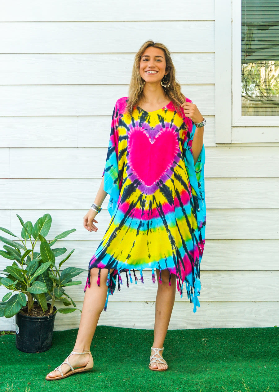 Heartburst Glow Tie Dye Kaftan