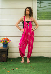 Wild Raspberry Hand Dyed Dungarees Overalls Jumpsuit with Pockets
