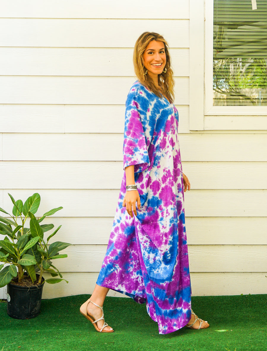 Blueberry Bliss Tie-Dye Kaftan