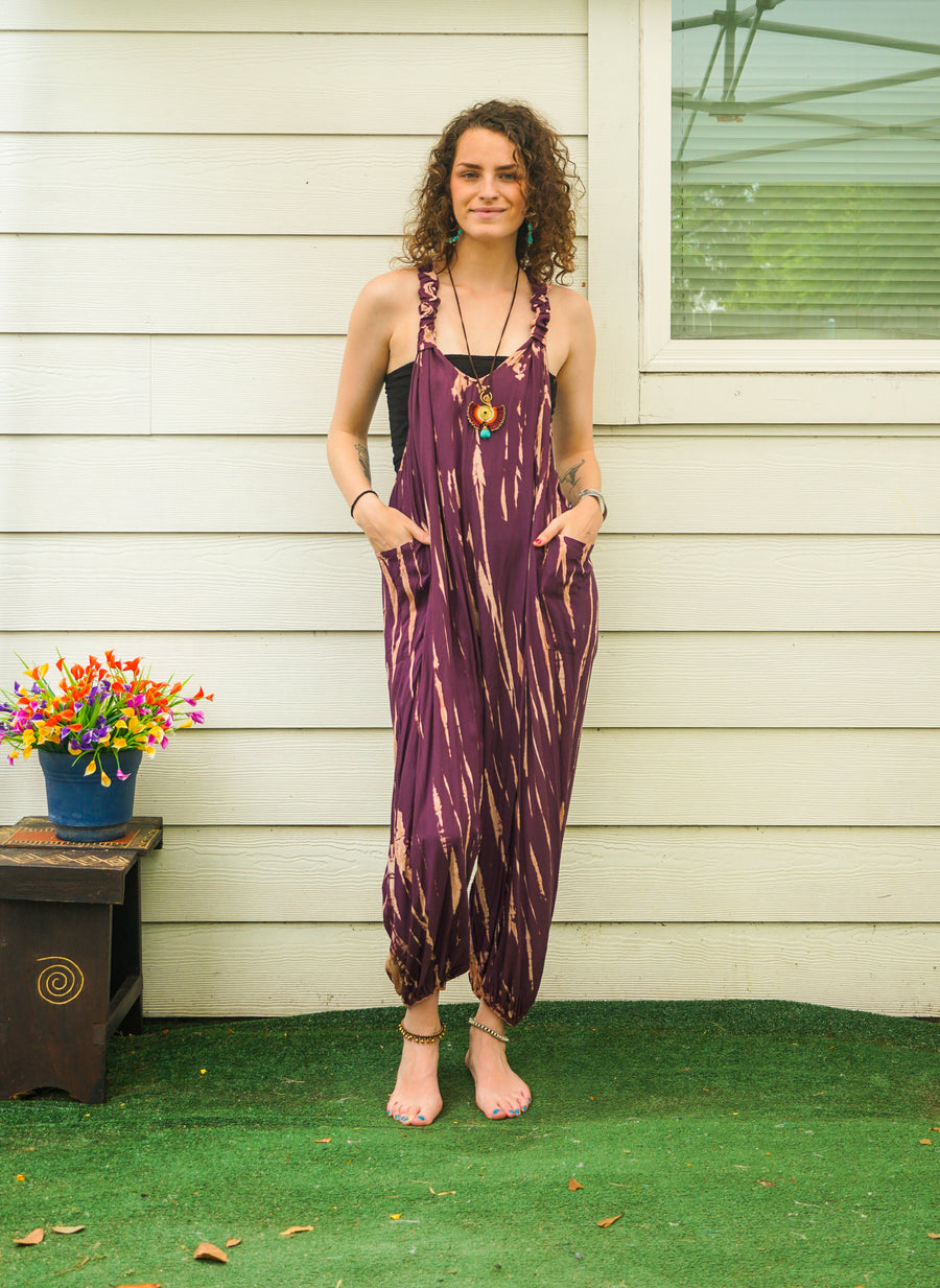 Wild Fig Flow Hand Dyed Dungarees Overalls Jumpsuit with Pockets