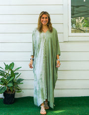 Green Two Tone Hand Dyed Kaftan Dress