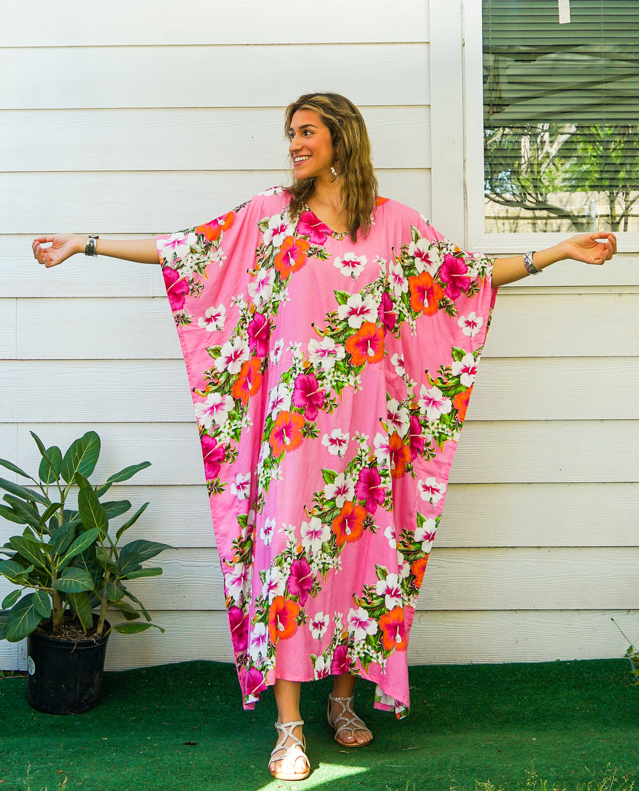 Pink Hibiscus Kaftan