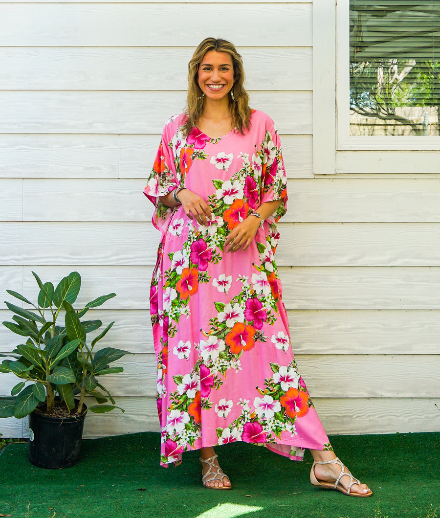 Pink Hibiscus Kaftan