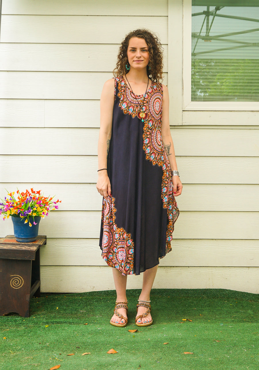 Midnight Mandala Grace Midi Dress