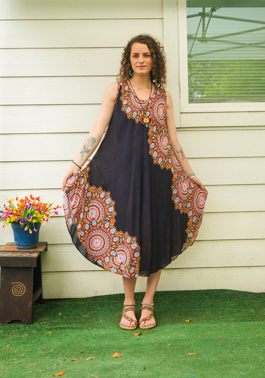 Midnight Mandala Grace Midi Dress