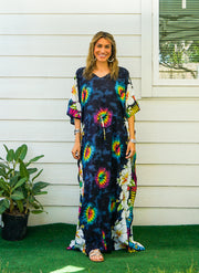 Tie Dye Hibiscus Kaftan