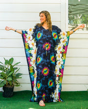 Tie Dye Hibiscus Kaftan