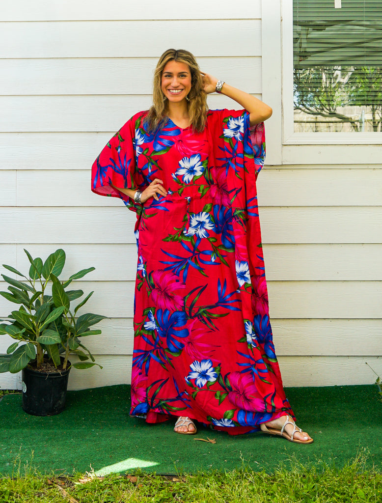 Dark Pink Hibiscus Kaftan