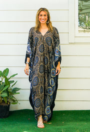 Black Mandala Boho Kaftan