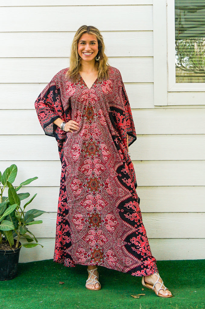 Red Paisley Boho Kaftan