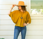 Mustard Yellow Raw Natural Cotton Gauze Blouse