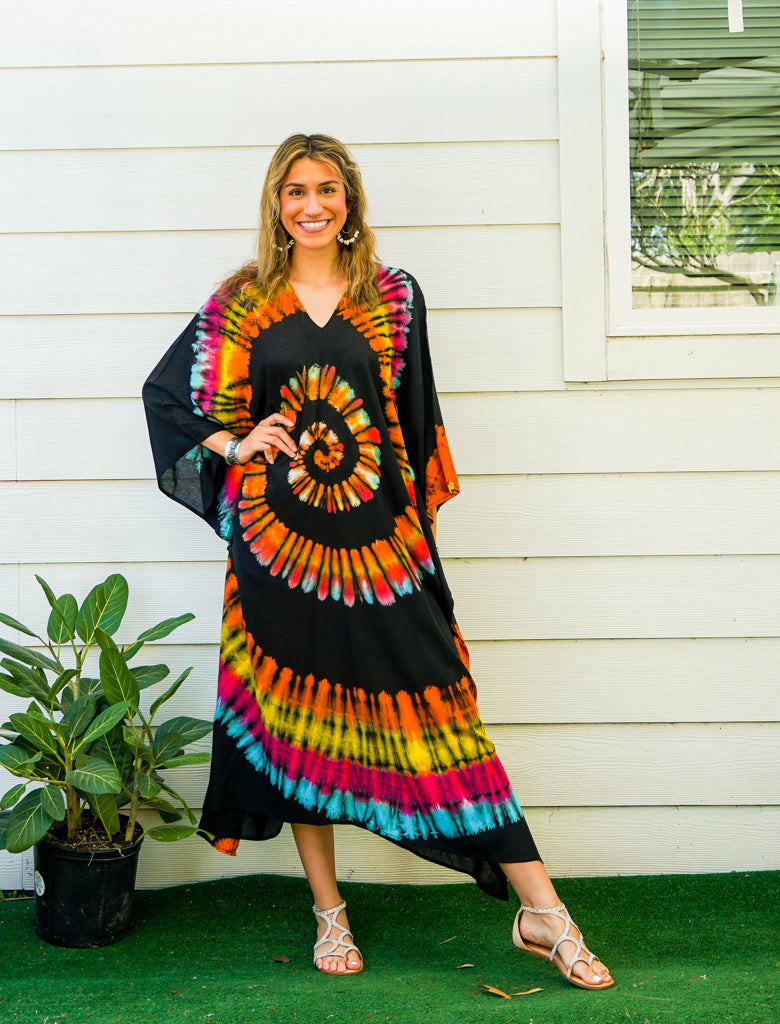 Radiant Spiral Tie-Dye Kaftan