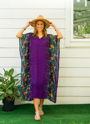 Purple Floral Boho Kaftan