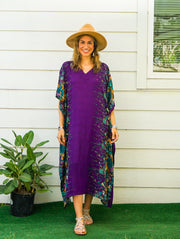 Purple Floral Boho Kaftan