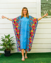 Blue Floral Boho Kaftan