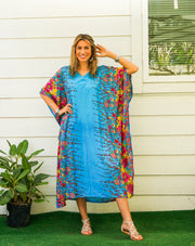 Blue Floral Boho Kaftan