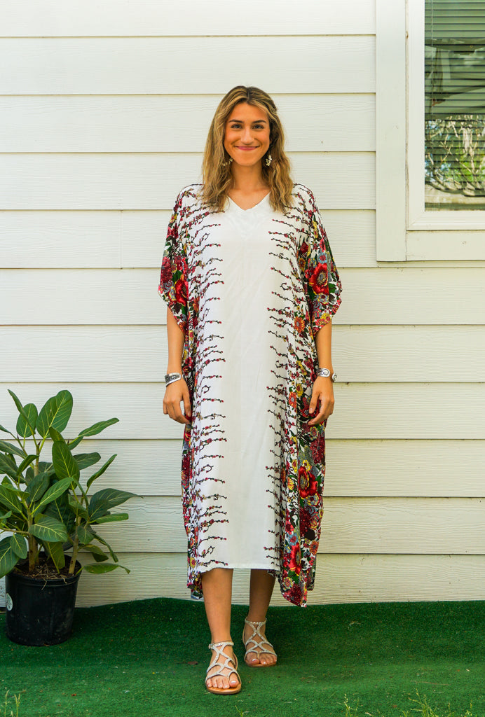 White Florals Kaftan