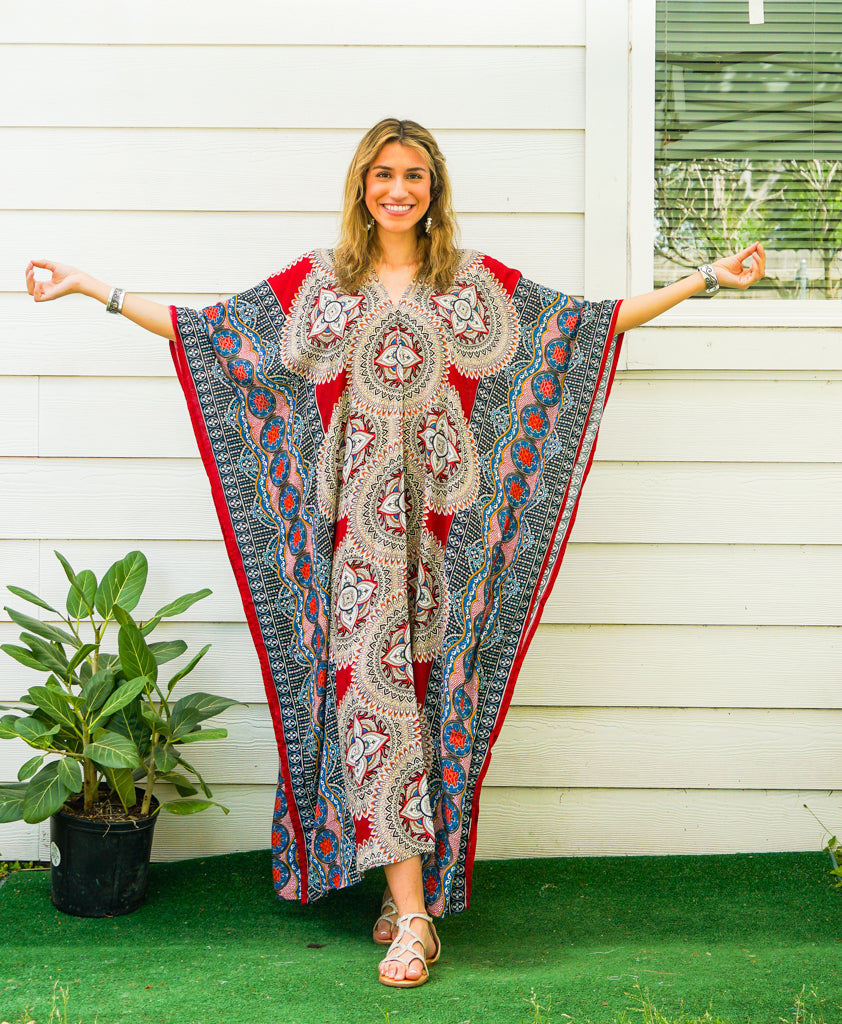 Red Lotus Boho Kaftan