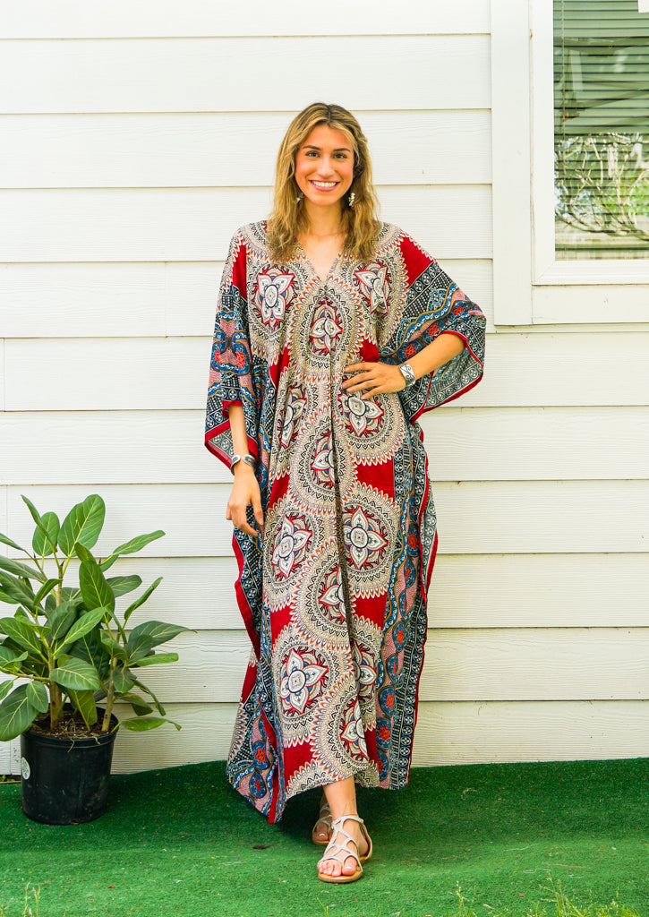 Red Lotus Boho Kaftan