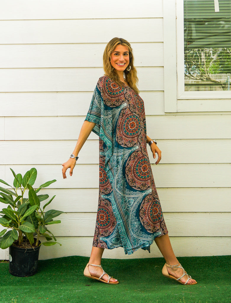 Teal Mandala Kaftan