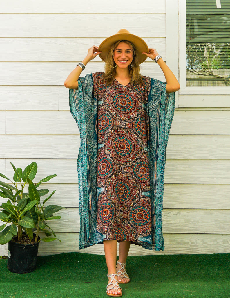 Teal Mandala Kaftan