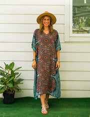 Teal Mandala Kaftan