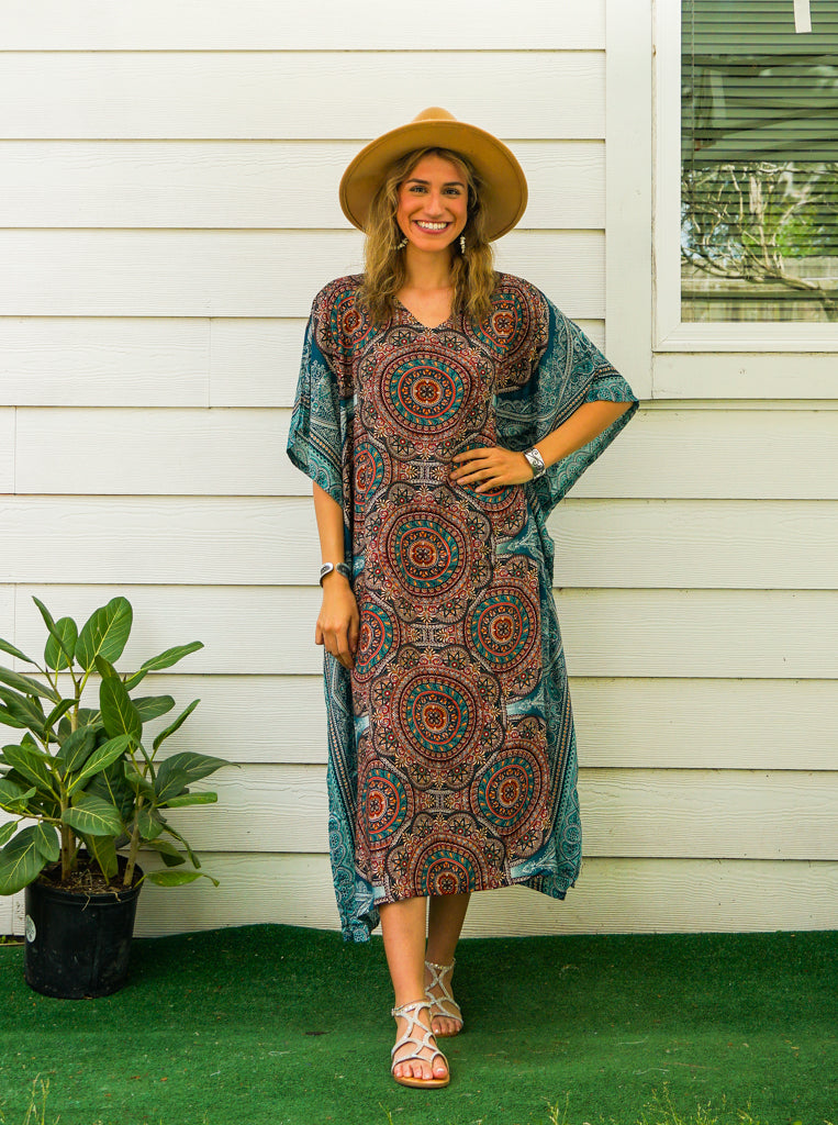 Teal Mandala Kaftan