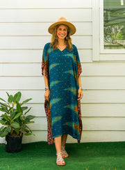 Teal Peacock Boho Kaftan