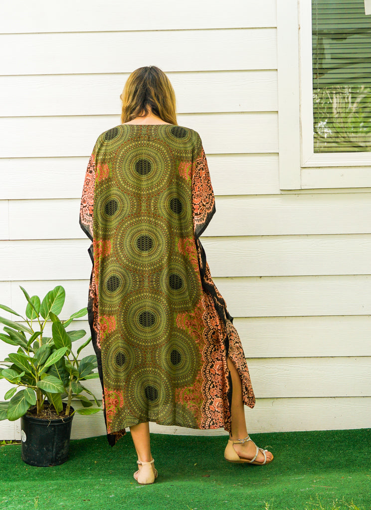 Brown and Green Mandala Kaftan