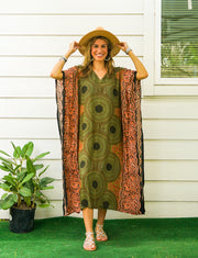 Brown and Green Mandala Kaftan