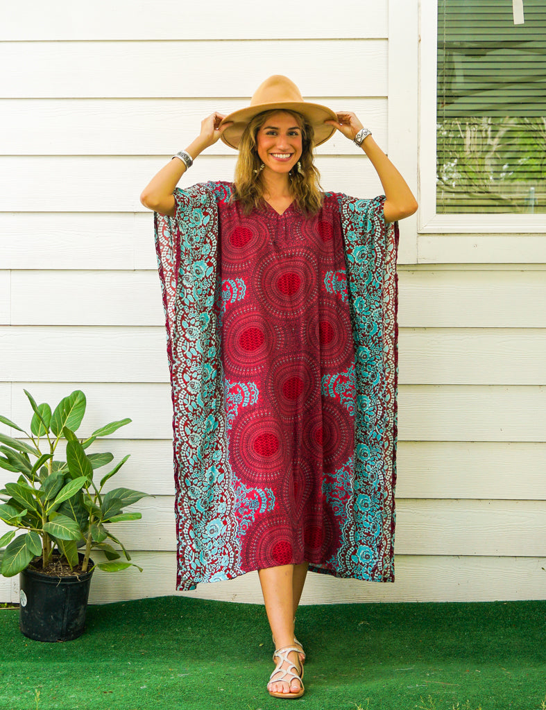 Burgundy Mandala Kaftan