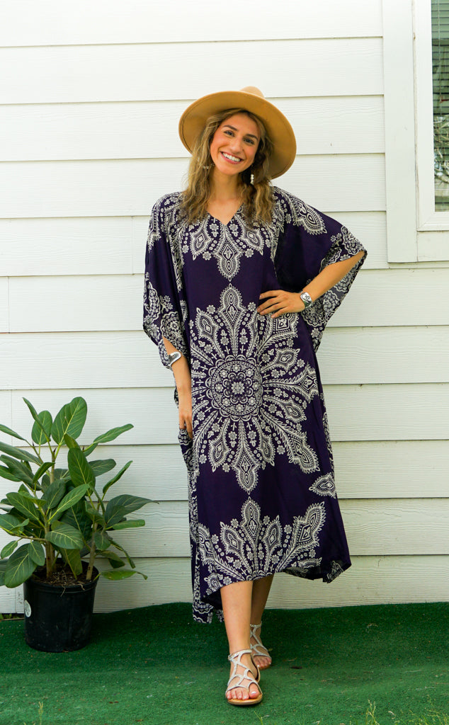 Purple Butterfly Mandala Kaftan