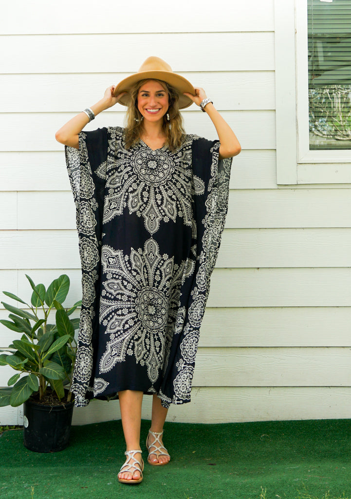 Black Butterfly Mandala Kaftan