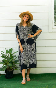 Black Butterfly Mandala Kaftan