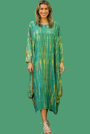 S9230- Shibori Tie Dye Long Sleeve Dress