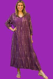 S9465- Shibori Tie Dye Long Sleeve Dress