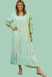 S9494- Shibori Tie Dye Long Sleeve Dress