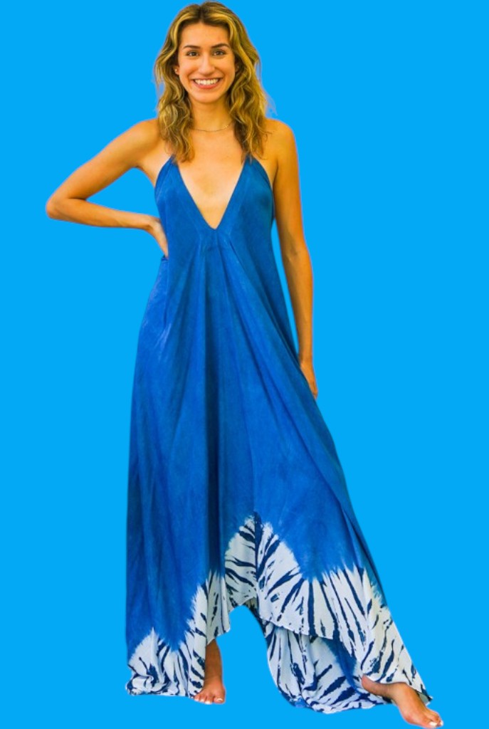 Indigo Wave Hand-Dyed Maxi Dress