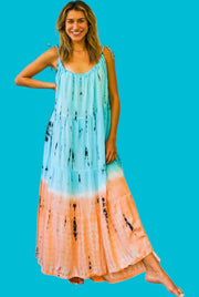 Sunset Bliss Hand Dyed Tiered Maxi Dress