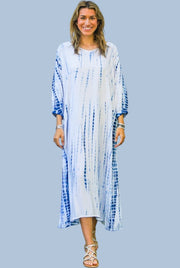 S9275- Shibori Tie Dye Long Sleeve Dress