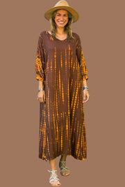 S9280- Shibori Tie Dye Long Sleeve Dress